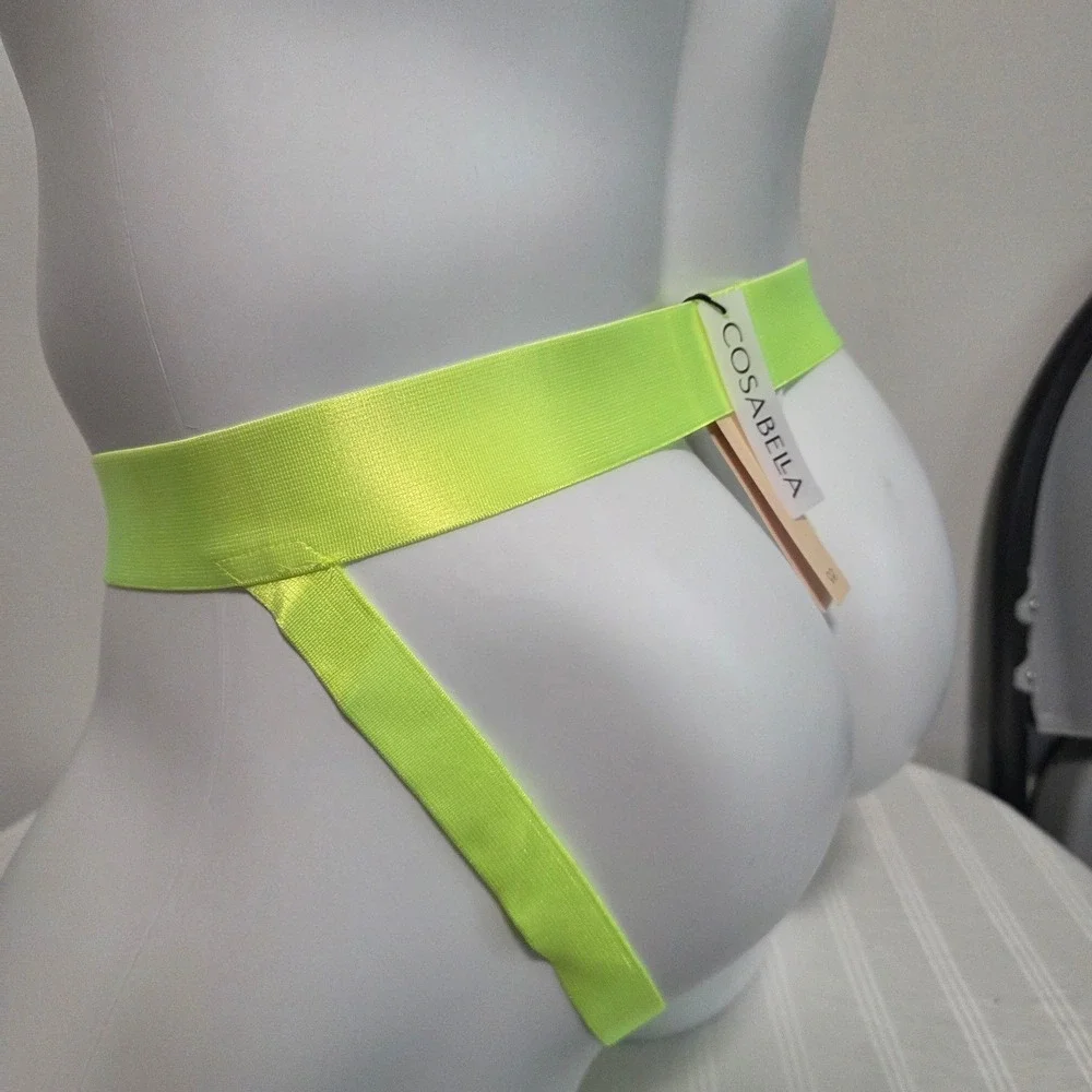 Cosabella Never Say Never Mens Neon Yellow Floral Lace Jockstrap Underwear
